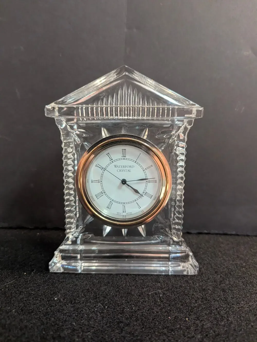 Vintage Waterford Crystal Grecian Desk Clock Roman Numerals Quartz